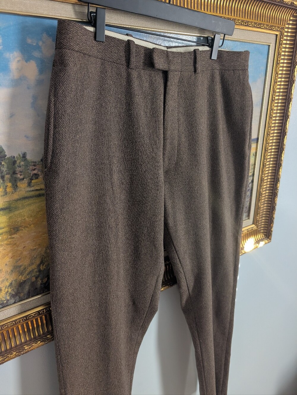 Ralph Lauren Brown Herringbone Trousers 36